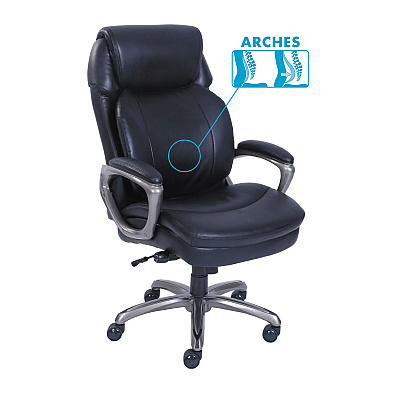 SertaPedic Cosset High-Back Executive Chair, Supports Up to 275 lb, 18.75" to 21.75" Seat Height, Black Seat/Back, Slate Base (48965)