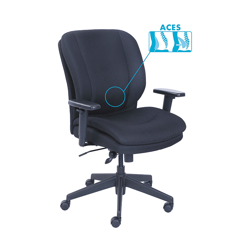 SertaPedic Cosset Ergonomic Task Chair, Supports Up to 275 lb, 19.5" to 22.5" Seat Height, Black (48967A)