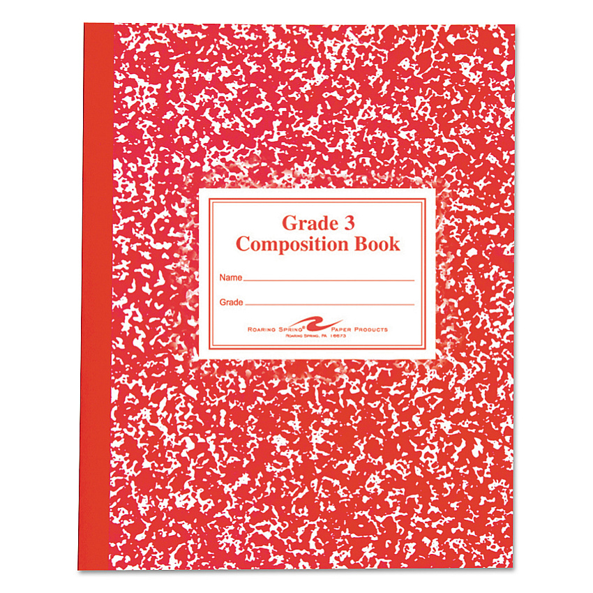 Roaring Spring Grade School Ruled Composition Book, Grade 3 Manuscript Format, Red Cover, (50) 9.75 x 7.75 Sheets (77922)