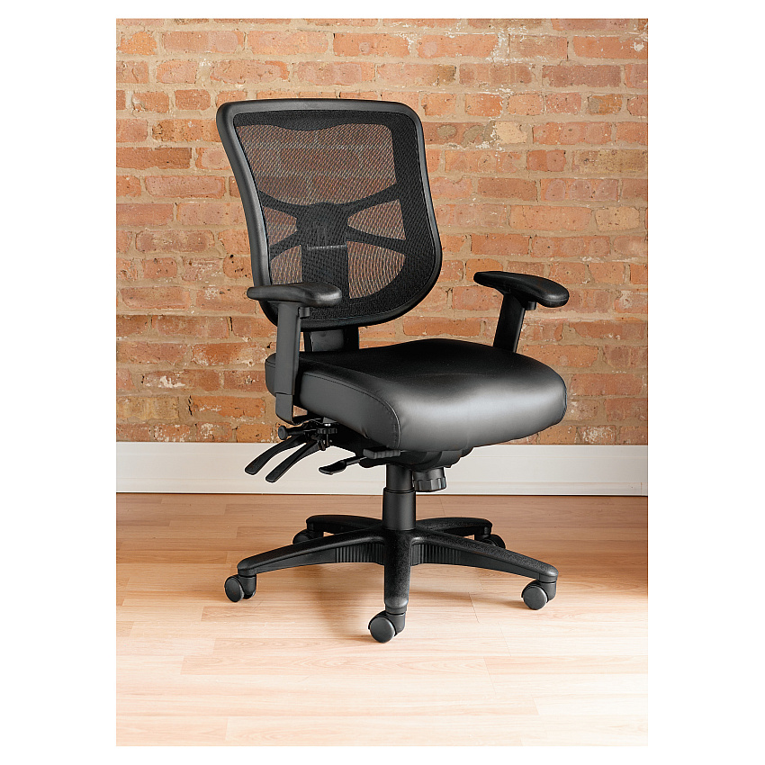 Alera Elusion Series Mesh Mid-Back Multifunction Chair, Supports Up to 275 lb, 17.7" to 21.4" Seat Height, Black (ALEEL4215)