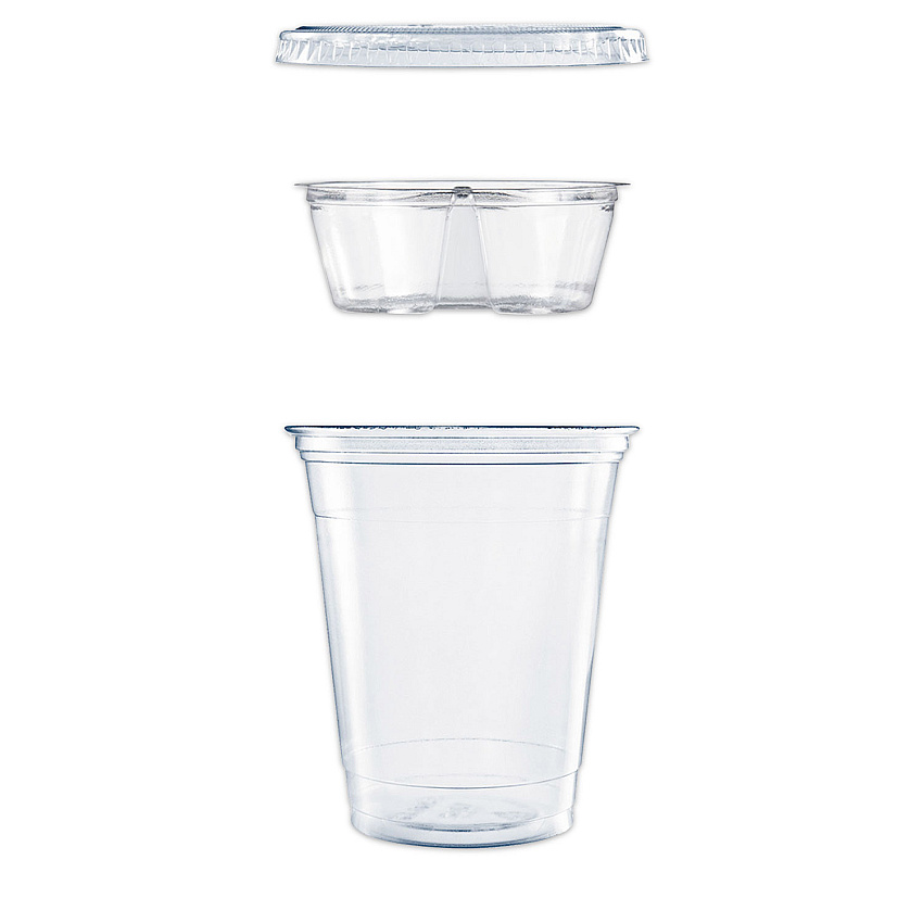 Dart Clear PET Cups with Single Compartment Insert, 12 oz, Clear, 500/Carton (PF35C1CP)
