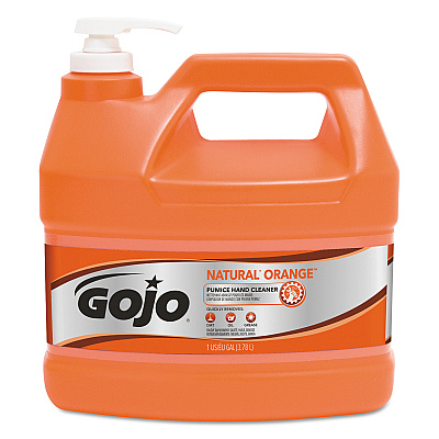 GOJO NATURAL ORANGE Pumice Hand Cleaner, Citrus, 1 gal Pump Bottle (095504EA)