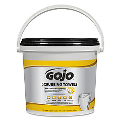 GOJO Scrubbing Towels, Hand Cleaning, Orange Scent, White/Yellow, 170/Bucket, 2 Buckets/Carton (639802)