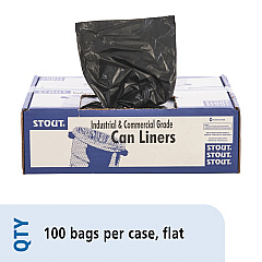 Stout by Envision Total Recycled Content Plastic Trash Bags, 60 gal, 1.5 mil, 36" x 58", Brown/Black, 100/Carton (T3658B15)