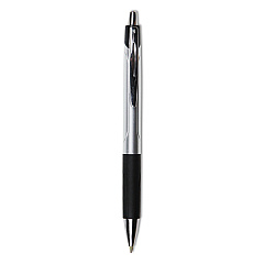Universal Comfort Grip Ballpoint Pen, Retractable, Medium 1 mm, Black Ink, Silver Barrel, Dozen (UNV15540)