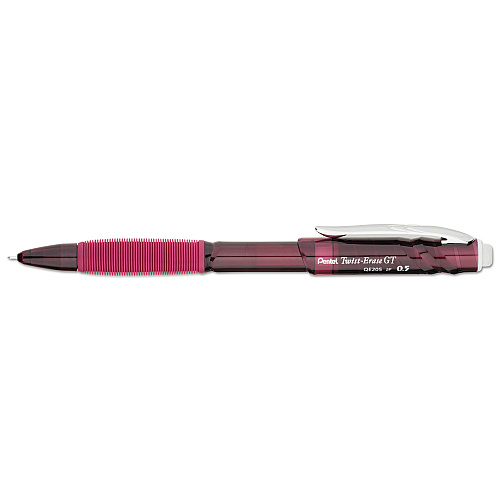 Pentel Twist-Erase GT Pencils, 0.5 mm, HB (#2.5), Black Lead, Red Barrel (QE205B)