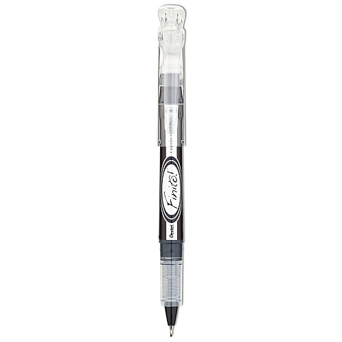 Pentel Finito! Porous Point Pen, Stick, Extra-Fine 0.4 mm, Black Ink, Black/Silver Barrel (SD98A)