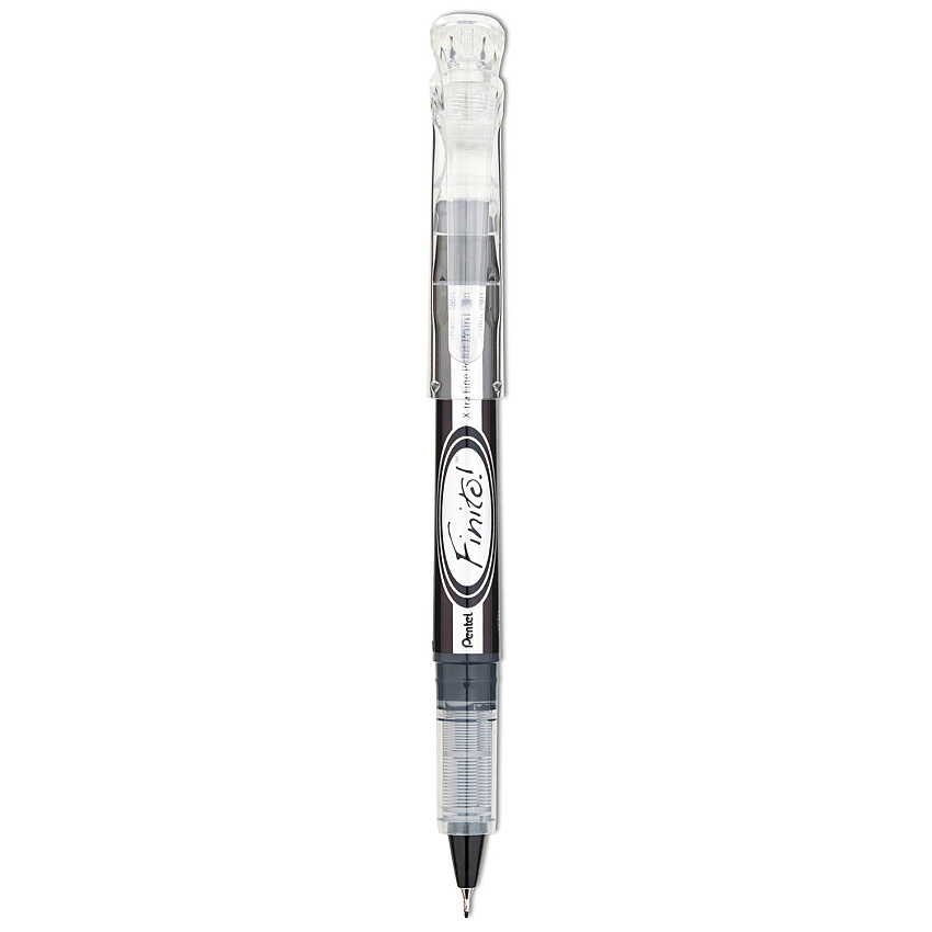 Pentel Finito! Porous Point Pen, Stick, Extra-Fine 0.4 mm, Black Ink, Black/Silver Barrel (SD98A)