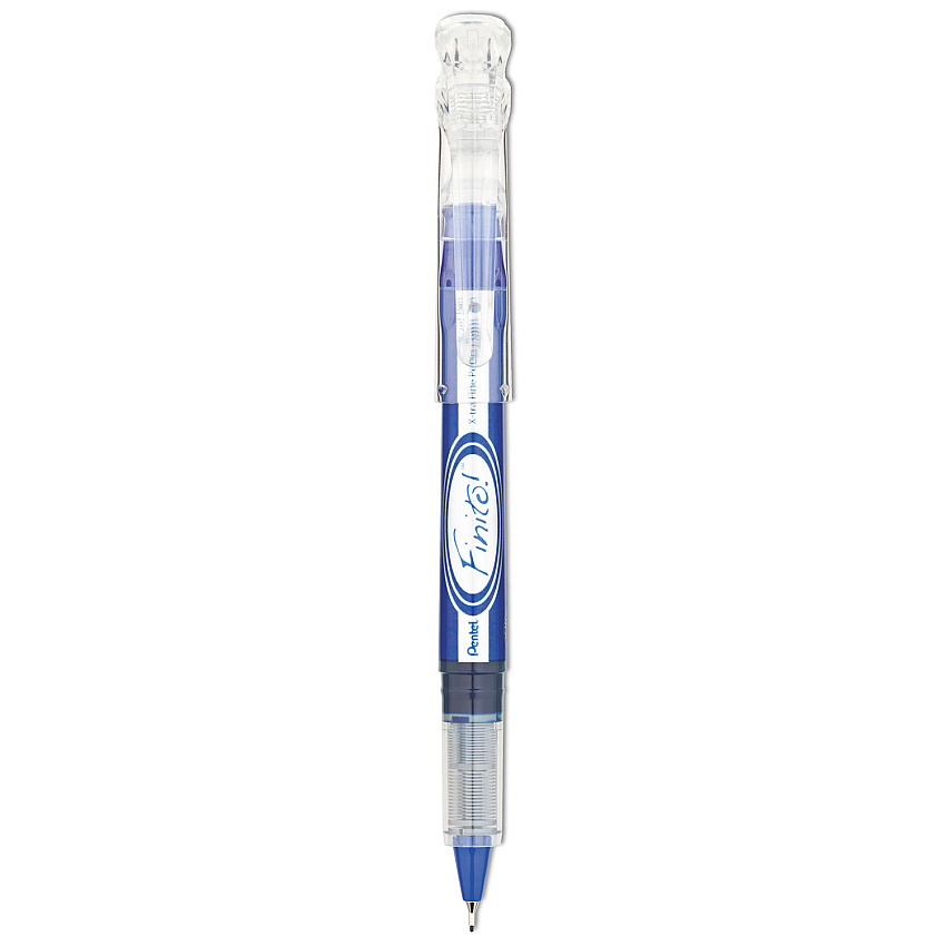 Pentel Finito! Porous Point Pen, Stick, Extra-Fine 0.4 mm, Blue Ink, Blue/Silver Barrel (SD98C)