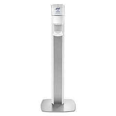 PURELL MESSENGER ES6 Floor Stand with Dispenser, 1,200 mL, 13.16 x 16.63 x 51.57, Silver/White (7306DSSLV)