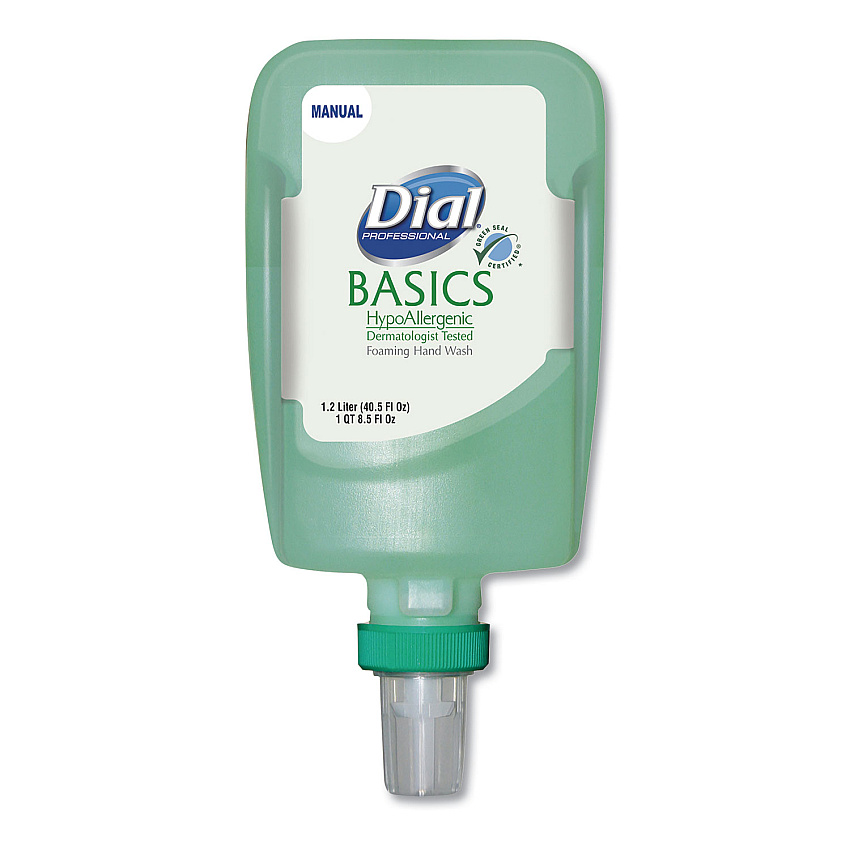 Dial Professional Basics Hypoallergenic Foaming Hand Wash Refill for FIT Manual Dispenser, Honeysuckle, 1.2 L, 3/Carton (16714)