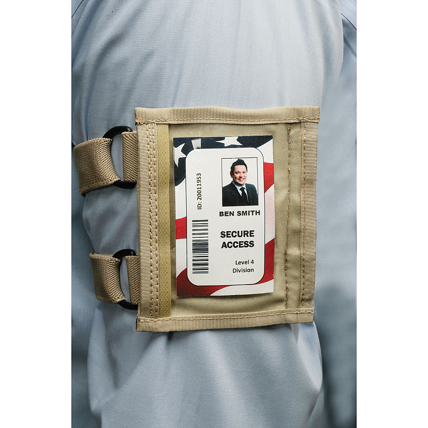 AbilityOne 8455016660464 SKILCRAFT Armband Badge Holder, Tan, 2 5/8" x 3 3/4"
