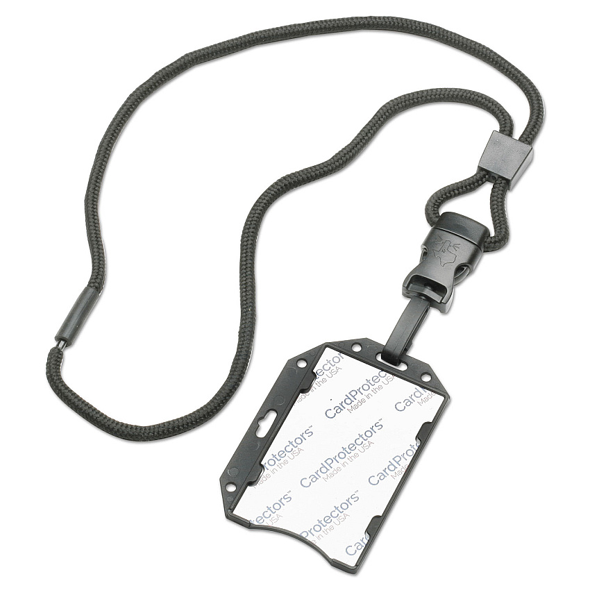 AbilityOne 8455016660466 SKILCRAFT Smart Card Holder with Lanyard, Black, 2 1/2" x 3 4/5", 1 Dozen