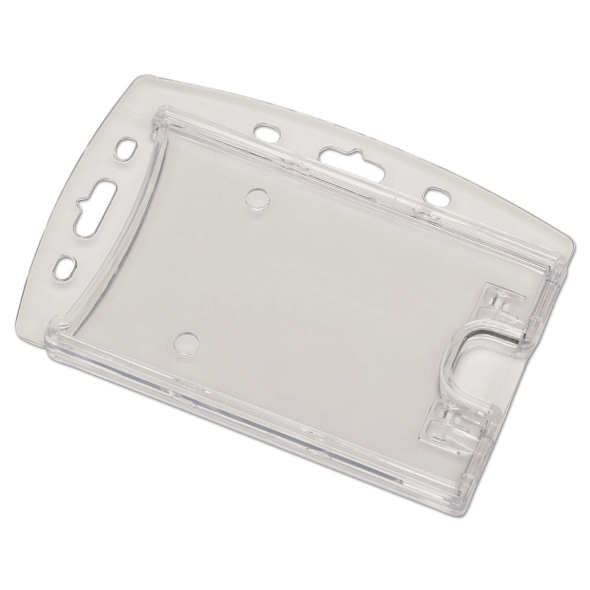 AbilityOne 8455016660468 SKILCRAFT Dual Card ID Holder, Horizontal/Vertical, 2.13" x 3.38", Clear, Dozen