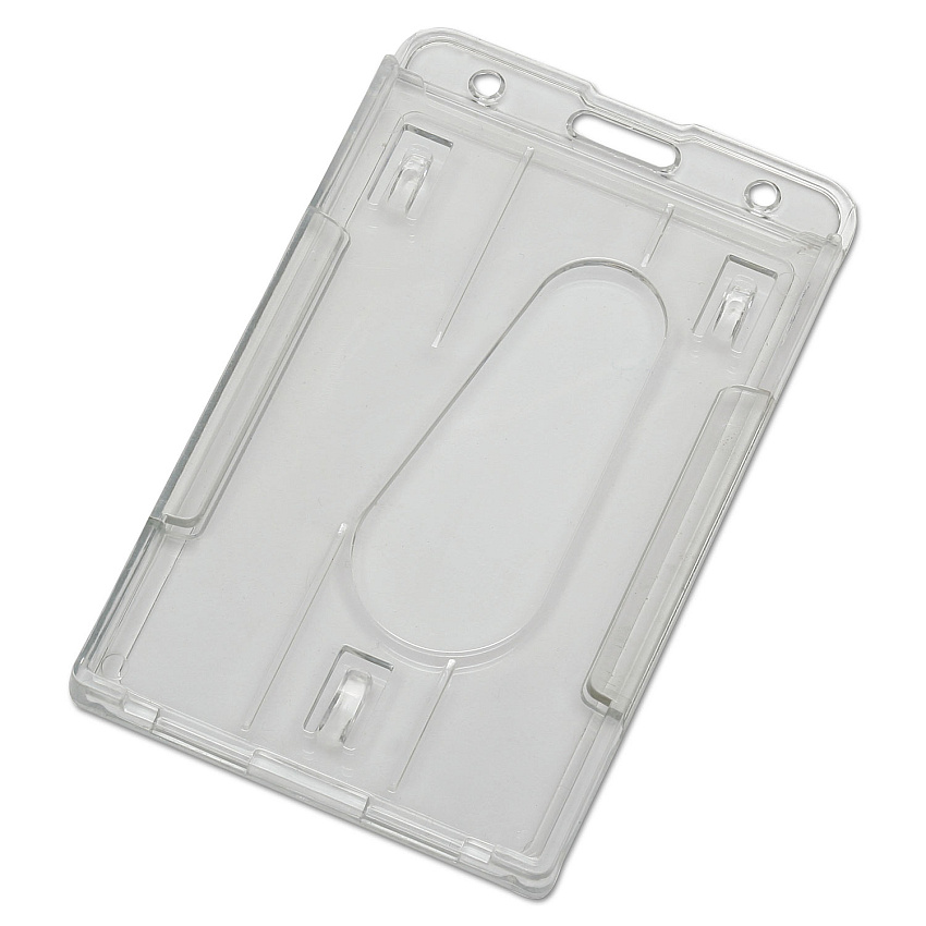 AbilityOne 8455016660469 SKILCRAFT Dual Card ID Holder, Horizontal/Vertical, 2.13" x 3.38", Clear, 24/Pack