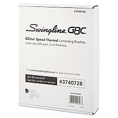 GBC EZUse Thermal Laminating Pouches, 5 mil, 9" x 11.5", Gloss Clear, 200/Pack (3740728)