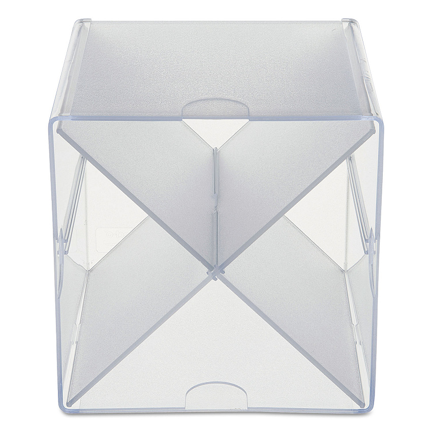 deflecto Stackable Cube Organizer, X Divider, 4 Compartments, Plastic, 6 x 7.2 x 6, Clear (350201)