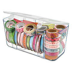 deflecto Stackable Caddy Organizer, Medium, Plastic, 8.8 x 4 x 4.38, White (29201CR)