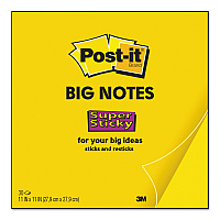 Post-it Notes Super Sticky Big Notes, Unruled, 11 x 11, Yellow, 30 Sheets (BN11)