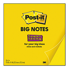 Post-it Notes Super Sticky Big Notes, Unruled, 11 x 11, Yellow, 30 Sheets (BN11)