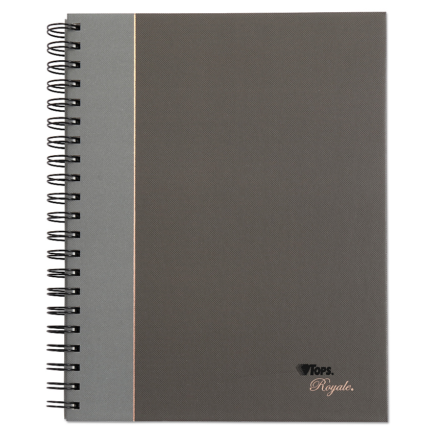 TOPS Royale Wirebound Business Notebooks, 1 Subject, Medium/College Rule, Black/Gray Cover, 10.5 x 8, 96 Sheets (25331)