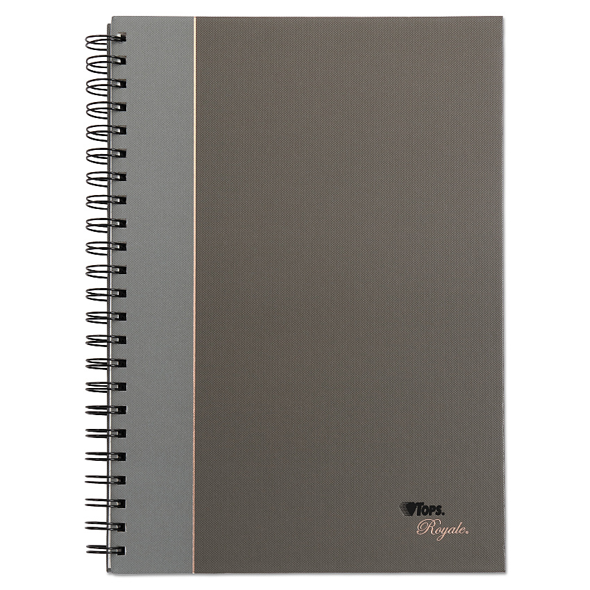 TOPS Royale Wirebound Business Notebooks, 1 Subject, Medium/College Rule, Black/Gray Cover, 11.75 x 8.25, 96 Sheets (25332)