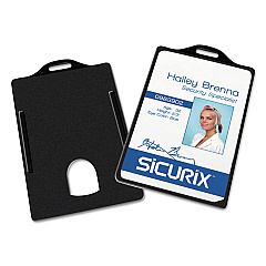 Sicurix Badge/Card Holder, 4 x 2 9/10, Black, 25/Pack (68320)