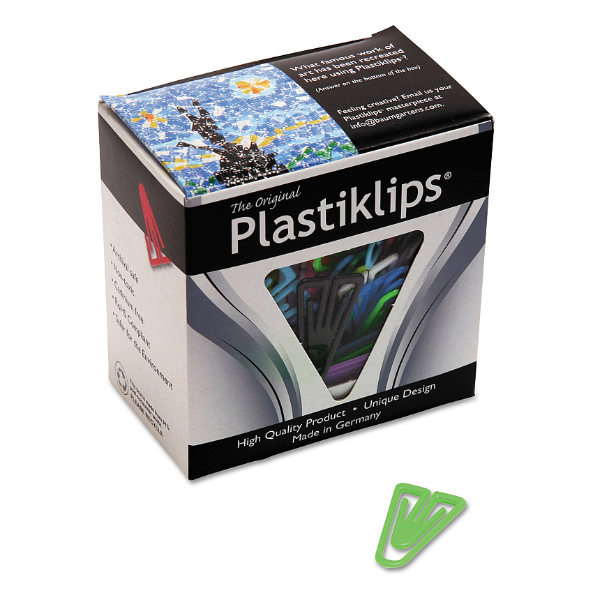 Baumgartens Plastiklips Paper Clips, Large (No. 6), Assorted Colors, 200/Box (LP0600)