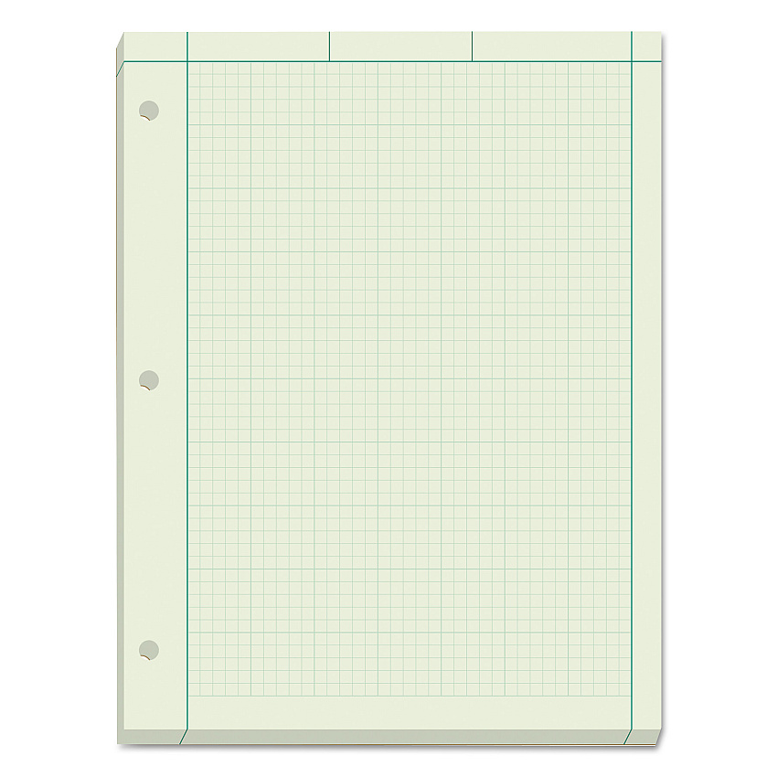 TOPS Engineering Computation Pads, Cross-Section Quadrille Rule (5 sq/in, 1 sq/in), Green Cover, 200 Green-Tint 8.5 x 11 Sheets (35502)
