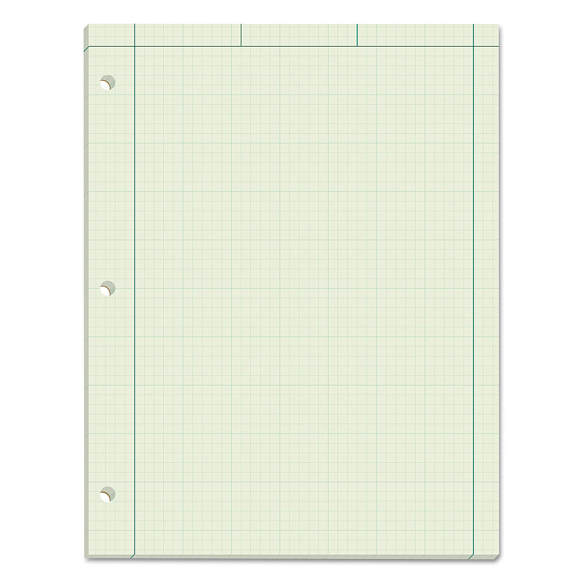 TOPS Engineering Computation Pads, Cross-Section Quad Rule (5 sq/in, 1 sq/in), Black/Green Cover, 100 Green-Tint 8.5 x 11 Sheets (35510)