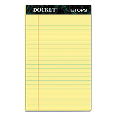 TOPS Docket Ruled Perforated Pads, Narrow Rule, 50 Canary-Yellow 5 x 8 Sheets, 12/Pack (63350)