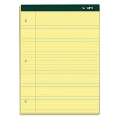 TOPS Double Docket Ruled Pads, Wide/Legal Rule, 100 Canary-Yellow 8.5 x 11.75 Sheets, 6/Pack (63387)