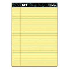 TOPS Docket Ruled Perforated Pads, Wide/Legal Rule, 50 Canary-Yellow 8.5 x 11.75 Sheets, 12/Pack (63400)