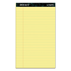 TOPS Docket Ruled Perforated Pads, Wide/Legal Rule, 50 Canary-Yellow 8.5 x 14 Sheets, 12/Pack (63580)