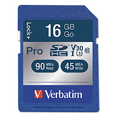 Verbatim 16GB Pro 600X SDHC Memory Card, UHS-I V30 U3 Class 10 (98046)
