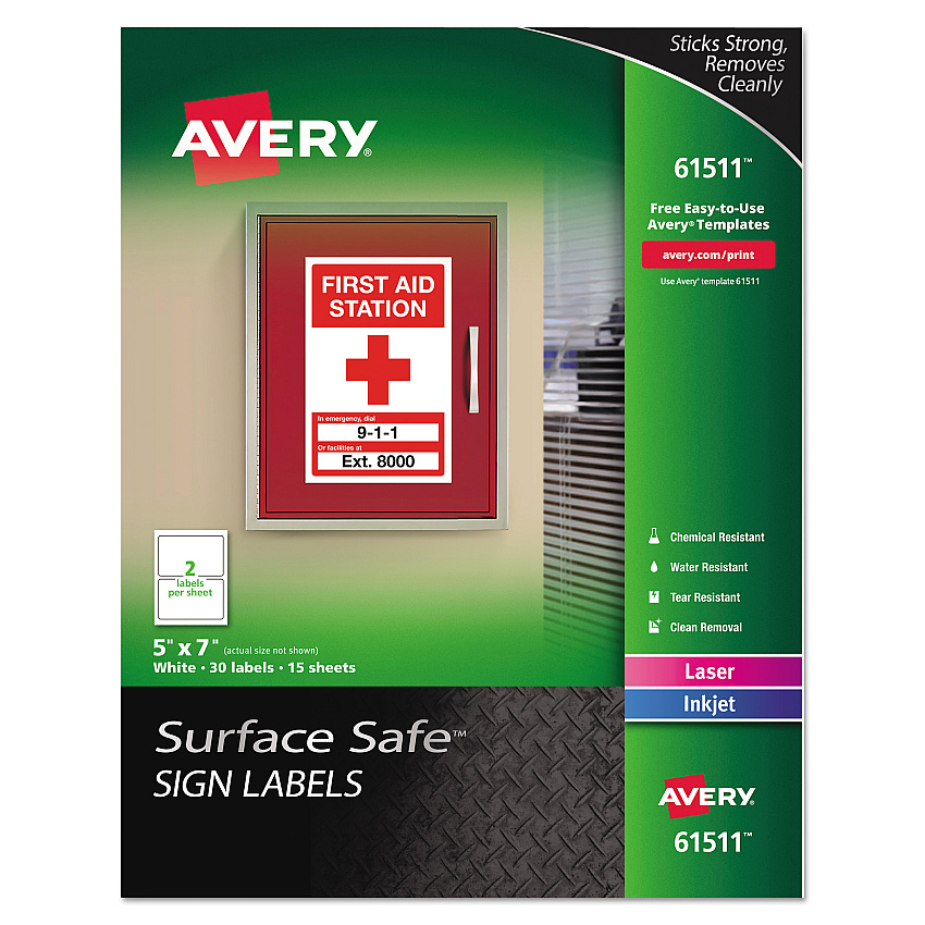 Avery 61511 Surface Safe Sign Labels