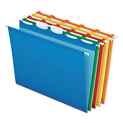 Pendaflex Ready-Tab Colored Reinforced Hanging Folders, Letter Size, 1/5-Cut Tabs, Assorted Colors, 25/Box (42592)