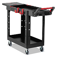 Rubbermaid Commercial Heavy Duty Adaptable Utility Cart, 2 Shelves, 17.8w x 46.2d x 36h, Black (1997206)