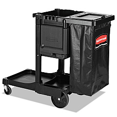 Rubbermaid Commercial Executive Janitorial Cleaning Cart, 12.1w x 22.4d x 23h, Black (1861430)