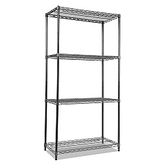 Alera Wire Shelving Starter Kit, Four-Shelf, 36w x 18d x 72h, Black Anthracite (ALESW503618BA)