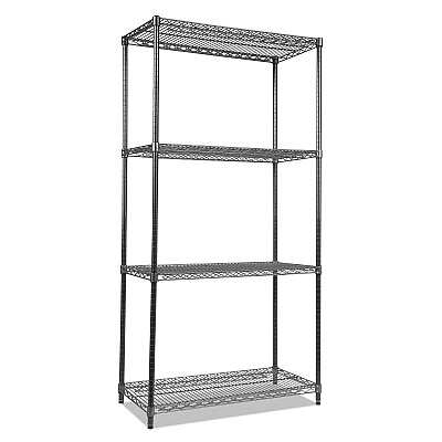 Alera Wire Shelving Starter Kit, Four-Shelf, 36w x 18d x 72h, Black Anthracite (ALESW503618BA)