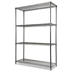 Alera Wire Shelving Starter Kit, Four-Shelf, 48w x 18d x 72h, Black Anthracite (ALESW504818BA)