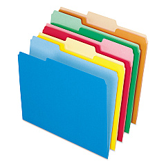 Pendaflex Interior File Folders, 1/3-Cut Tabs: Assorted, Letter Size, Assorted Colors: Blue/Green/Orange/Red/Yellow, 100/Box (421013ASST)
