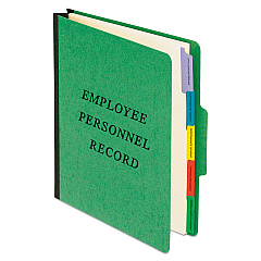 Pendaflex Vertical-Style Personnel Folders, 5 Manila Dividers with 1/5-Cut Tabs, 2 Fasteners, Letter Size, Green Exterior (SER1GR)