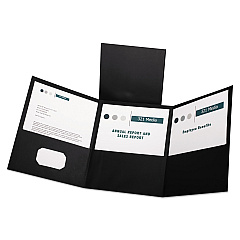 Oxford Tri-Fold Folder w/3 Pockets, 150-Sheet Capacity, 11 x 8.5, Black, 20/Box (59806)