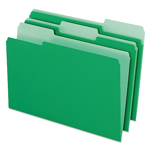 Pendaflex Colored File Folders, 1/3-Cut Tabs: Assorted, Legal Size, Green/Light Green, 100/Box (15313BGR)