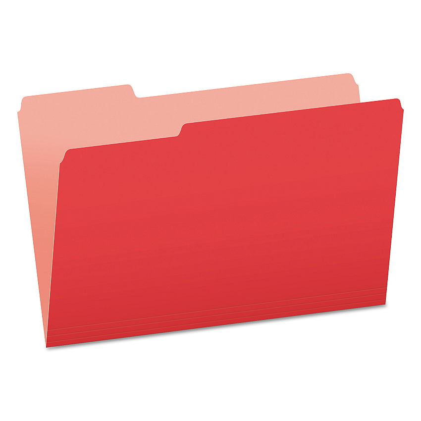 Pendaflex Colored File Folders, 1/3-Cut Tabs: Assorted, Legal Size, Red/Light Red, 100/Box (15313RED)