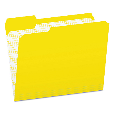 Pendaflex Double-Ply Reinforced Top Tab Colored File Folders, 1/3-Cut Tabs: Assorted, Letter Size, 0.75" Expansion, Yellow, 100/Box (R15213YEL)