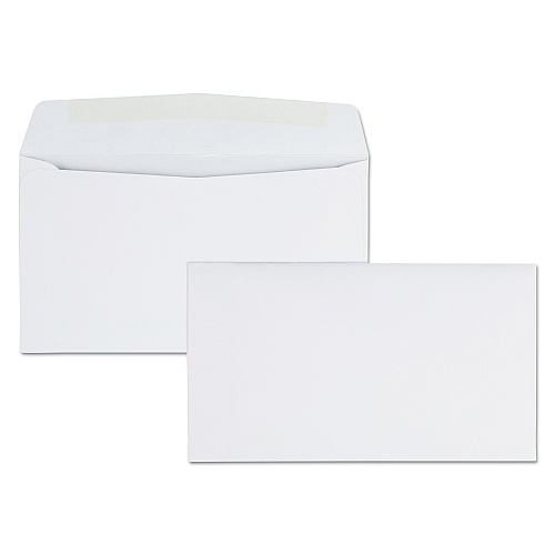 Quality Park Business Envelope, #6 3/4, Commercial Flap, Gummed Closure, 3.63 x 6.5, White, 500/Box (90070)