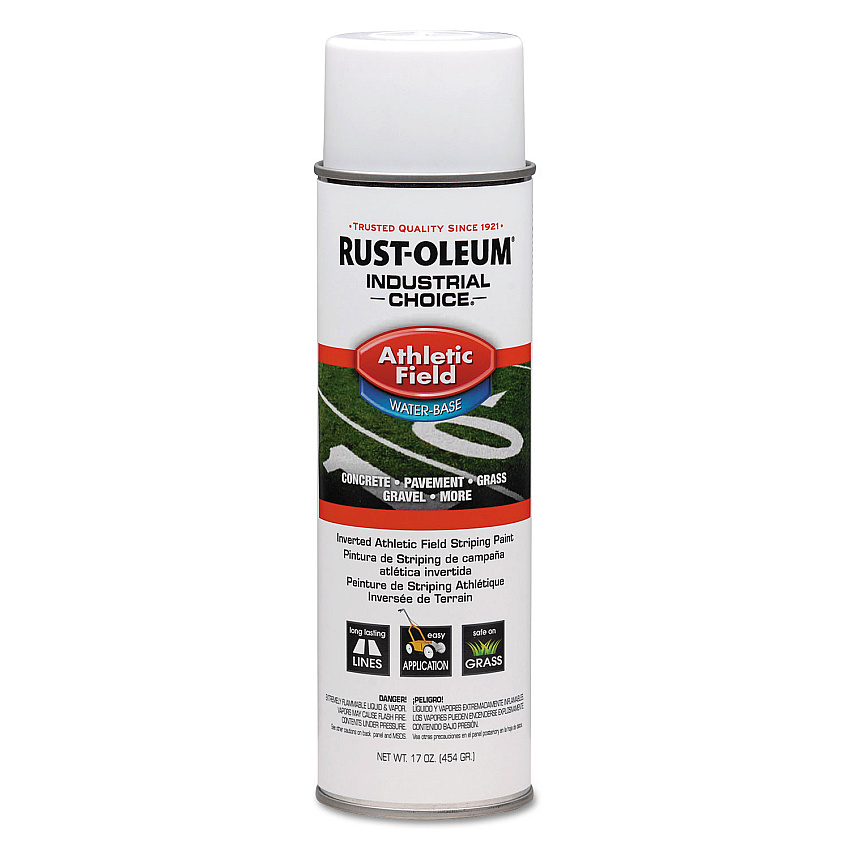 Rust-Oleum Industrial Choice Athletic Field Inverted Striping Paint, Flat Athletic Inverted White, 17 oz Aerosol Can, 12/Carton (206043CT)